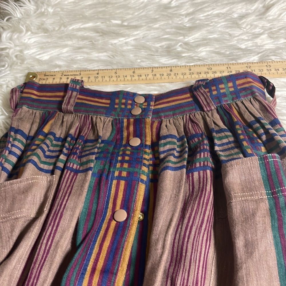 Escada Brown Plaid Midi Skirt with Blue and Purple Stripes - Picture 10 of 11